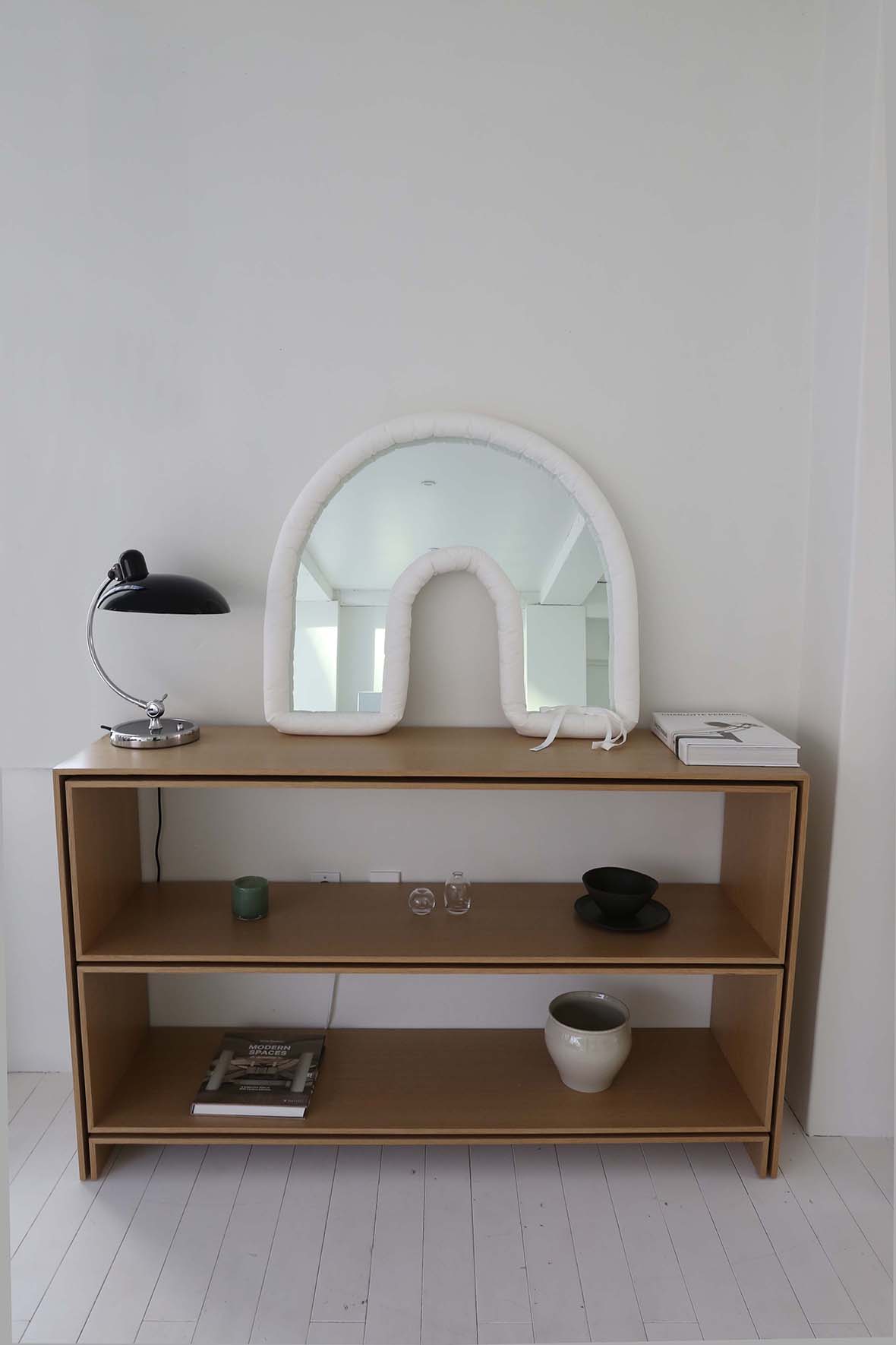  'U'White cushion mirror	