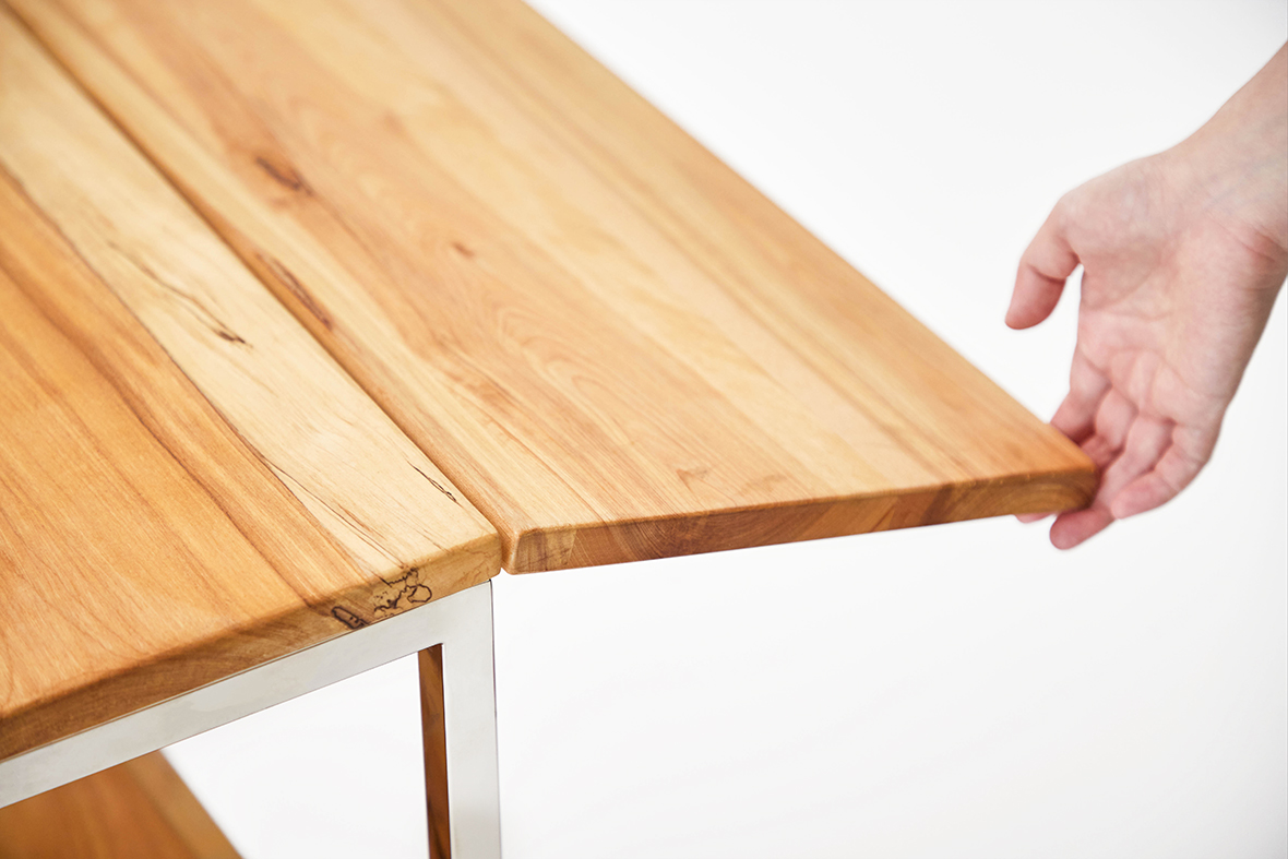 미온느 이든 박달나무 폴딩 접이식 테이블 서랍형