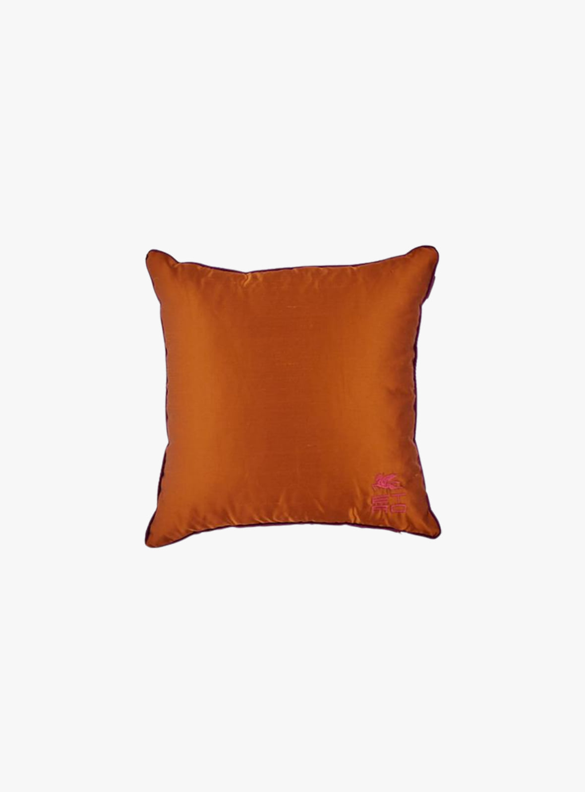 Etro - Etro Orange Satin Embroidered Cushion 41B079225752