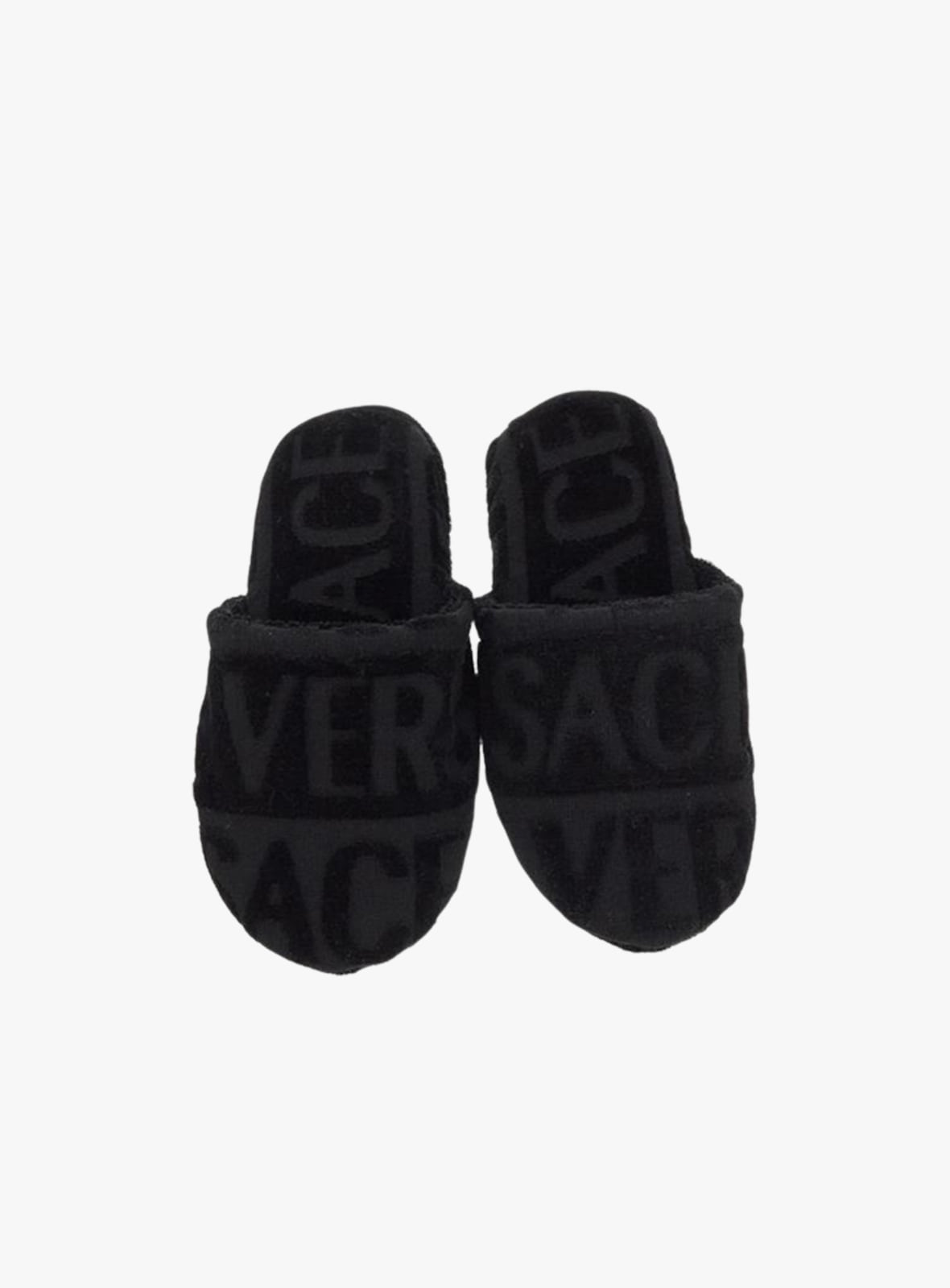 VERSACE HOME - VERSACE HOME logo towelling-finish slippers ZSLB000091A07545Z4800