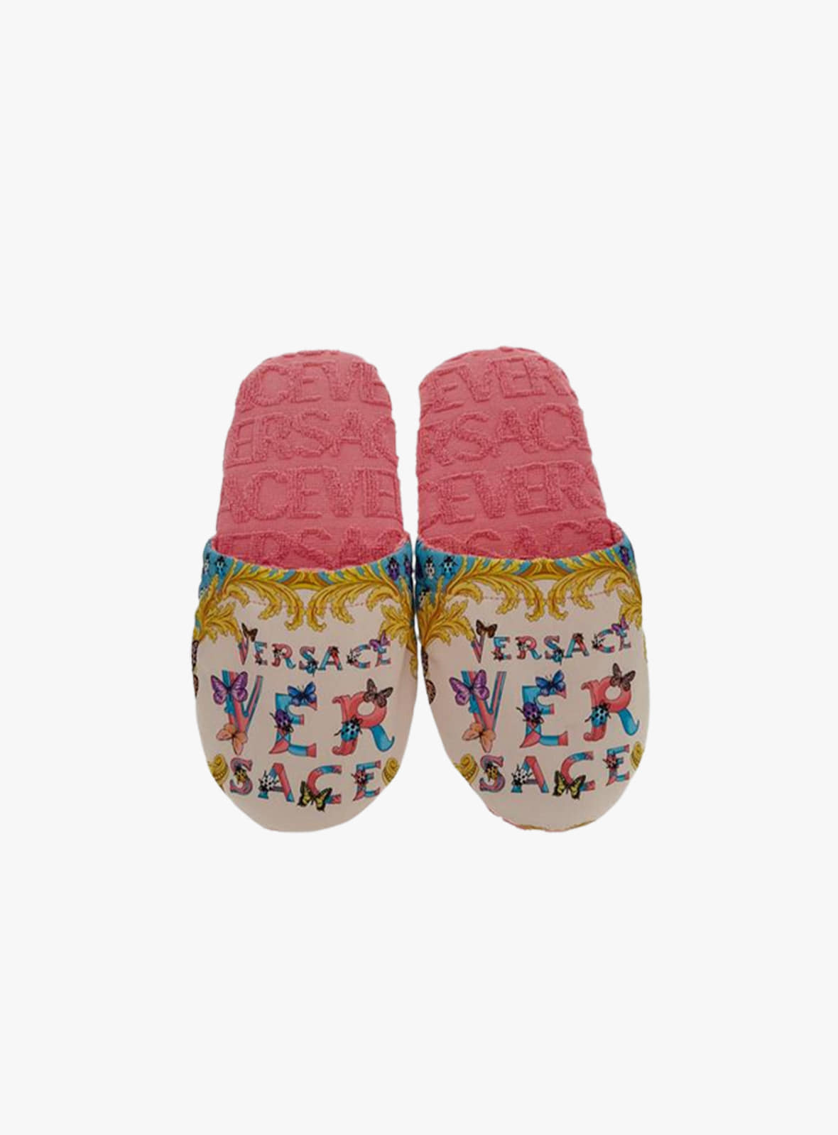 VERSACE HOME - VERSACE HOME logo towelling-finish slippers ZSLB000021A082166P790